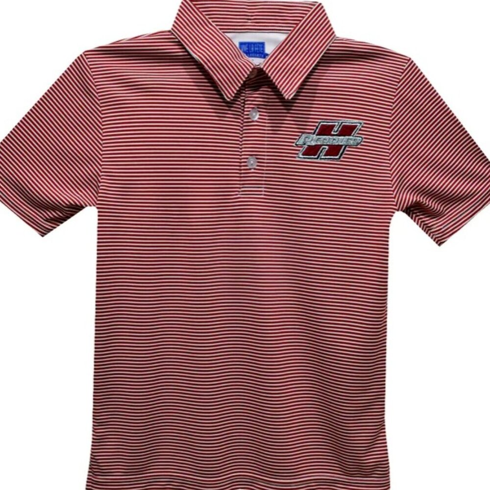 Henderson State Reddies Embroidered Red Stripes BOYS Short Sleeve Polo Box Shirt